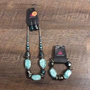 Paparazzi flinstone necklace and bracelet set